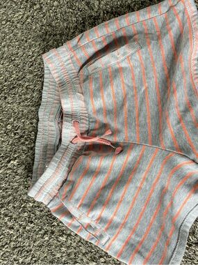 Athletic Works Gray and Coral Stripe Lounge Shorts